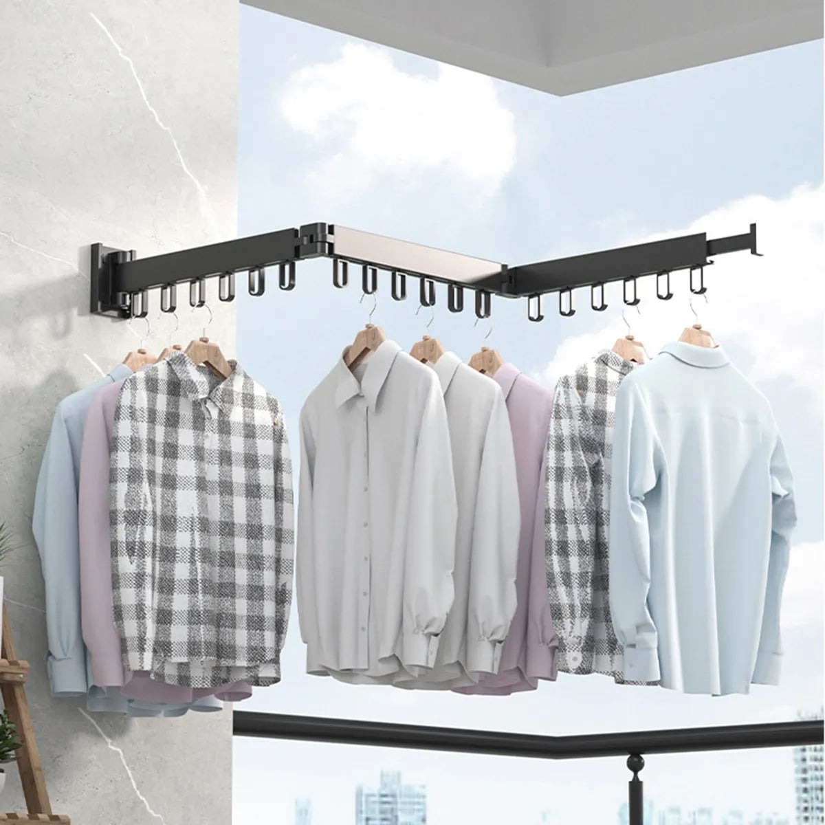 Wall-Mounted Foldable Clothes Drying Rack